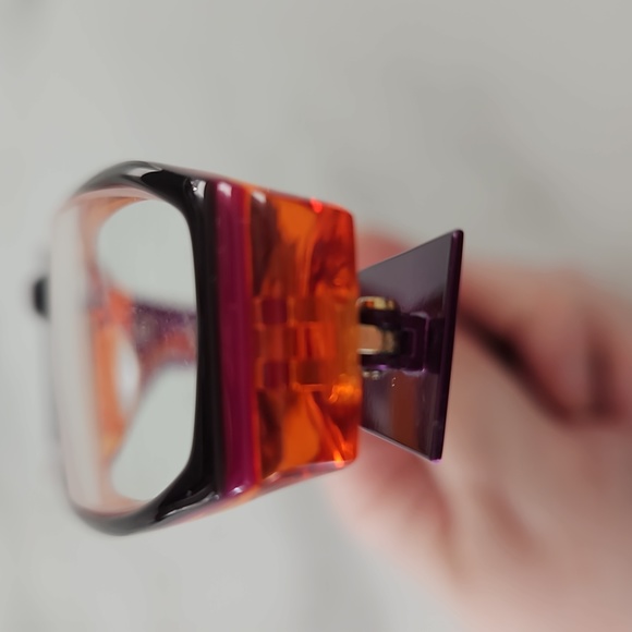Jai Kudo Glasses: Purple and Orange Rectangular Bayonette Glasses - Picture 10 of 14